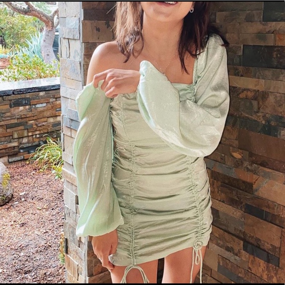 Isalis Boutique Green Ruched Dress